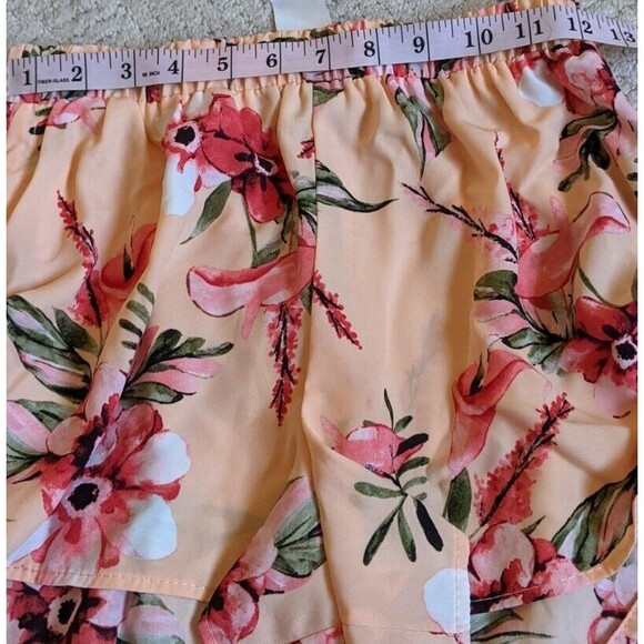 LF Short Floral Cinched Sides High Rise Elastic Waist Pull On Tropical Small - Picture 3 of 10